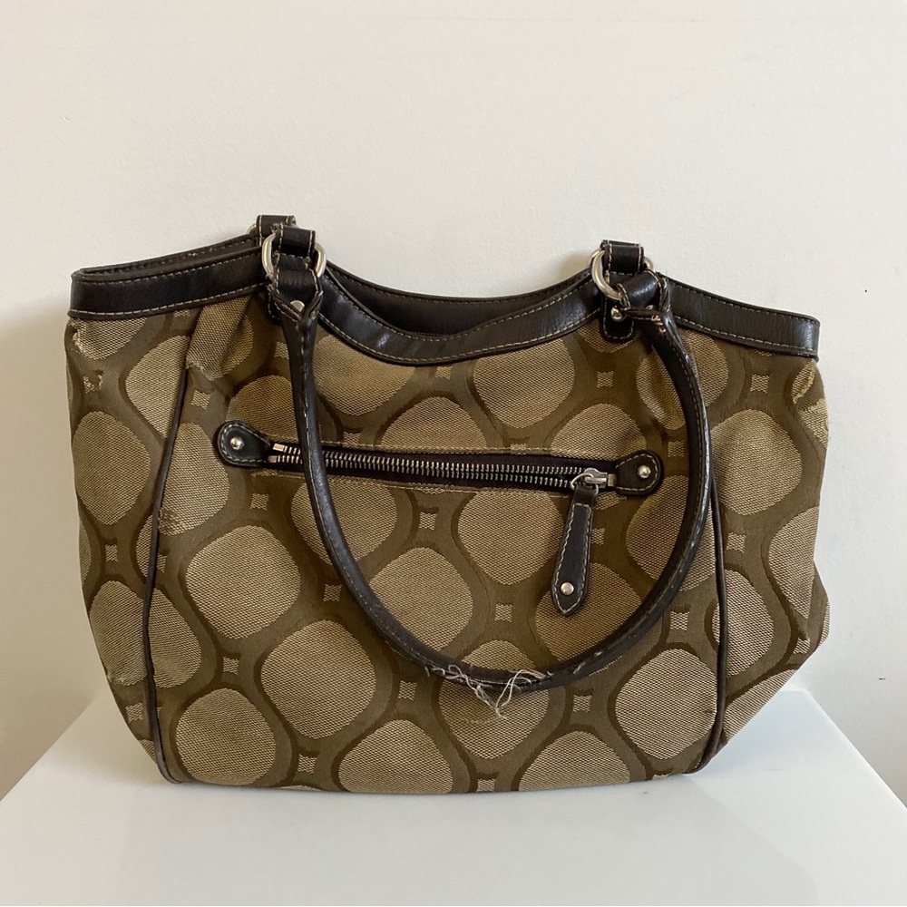 Well loved Nine West purse. No rips or tears. Just well used. See photos.